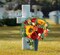 Artificial Cemetery Flowers for Outdoor Grave – Realistic Sunflower & Rose Memorial Bouquet with Vase for Sympathy and Headstone Decorations